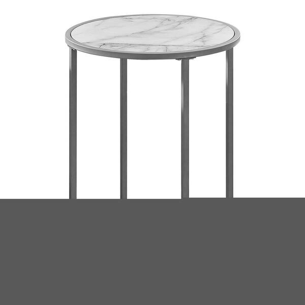 Daphnes Dinnette 18.25 x 18.25 x 24 in. Accent Table - White Marble-Look - Silver Metal DA3070850